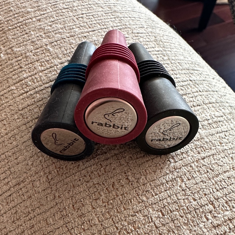 Rabbit Wine Bottle Stoppers - Red, Black and Blue